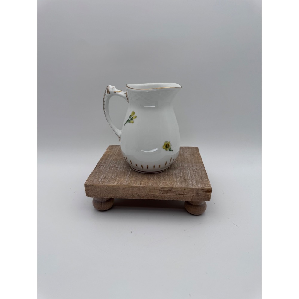 Bing & Grondahl Creamer Pitcher 189 Denmark Porcelain Yellow Floral Gold